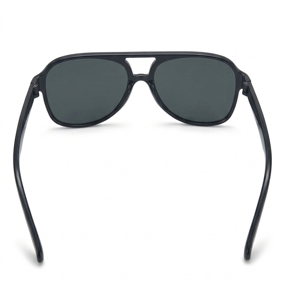Classic Black On Black Aviator Sunglasses | Oversized Retro Navigator Frames - Picture 4 of 4